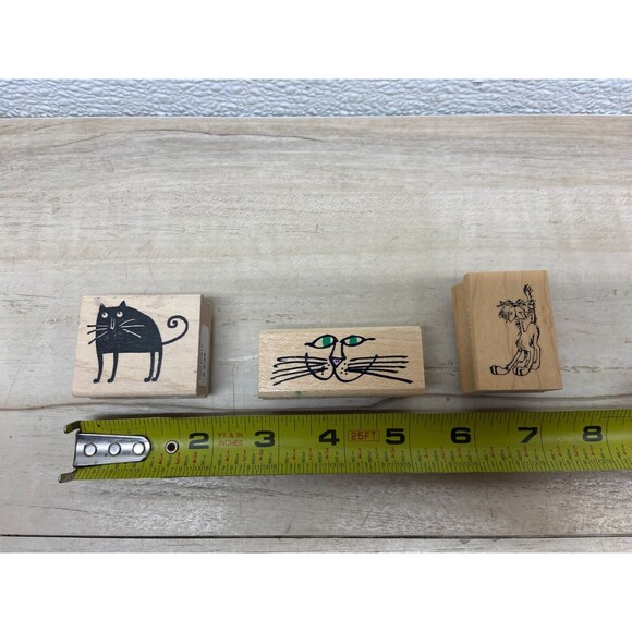 Set Of 3 Mixed Brands Cats Wood Mounted Rubber Stamps - Picture 4 of 5